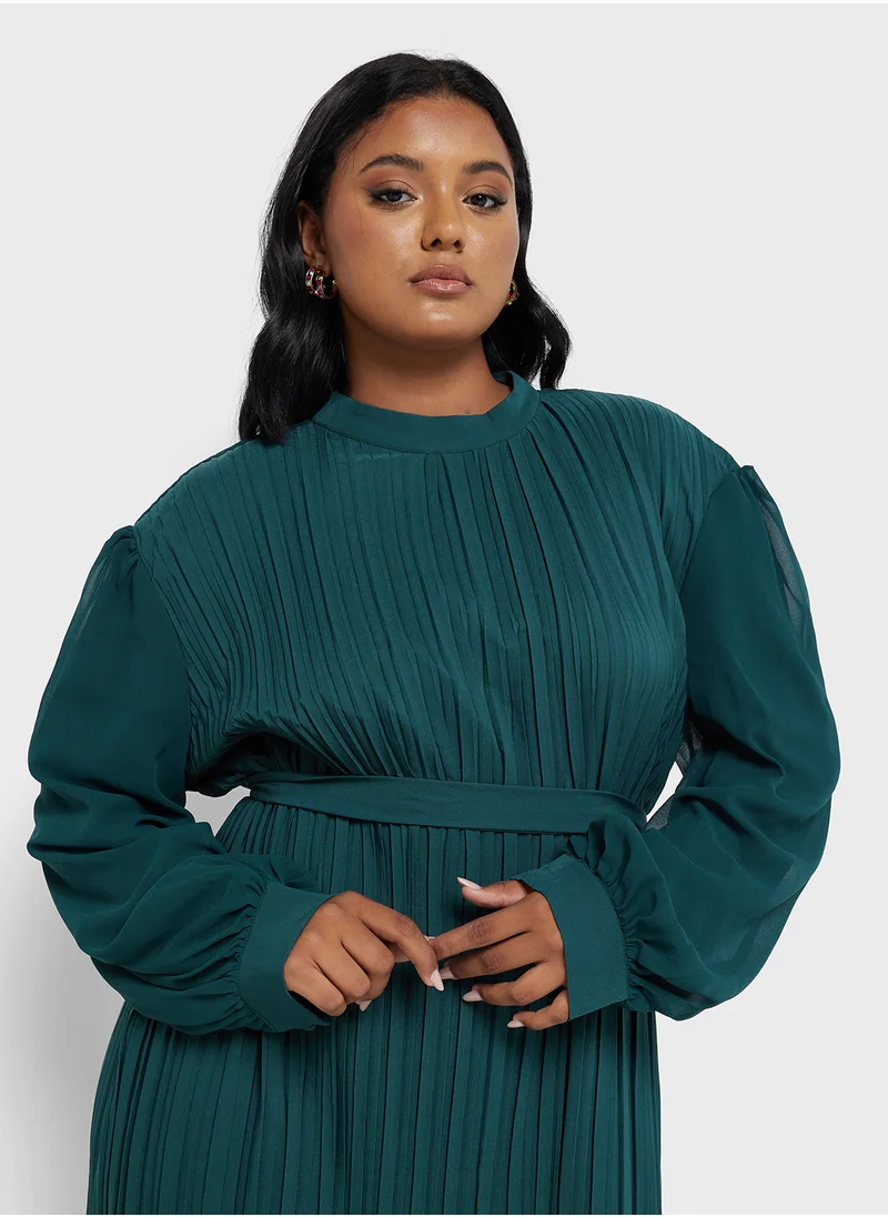 Ella Plus Puff Sleeve Pleated Dress