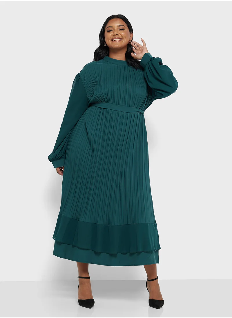 Ella Plus Puff Sleeve Pleated Dress