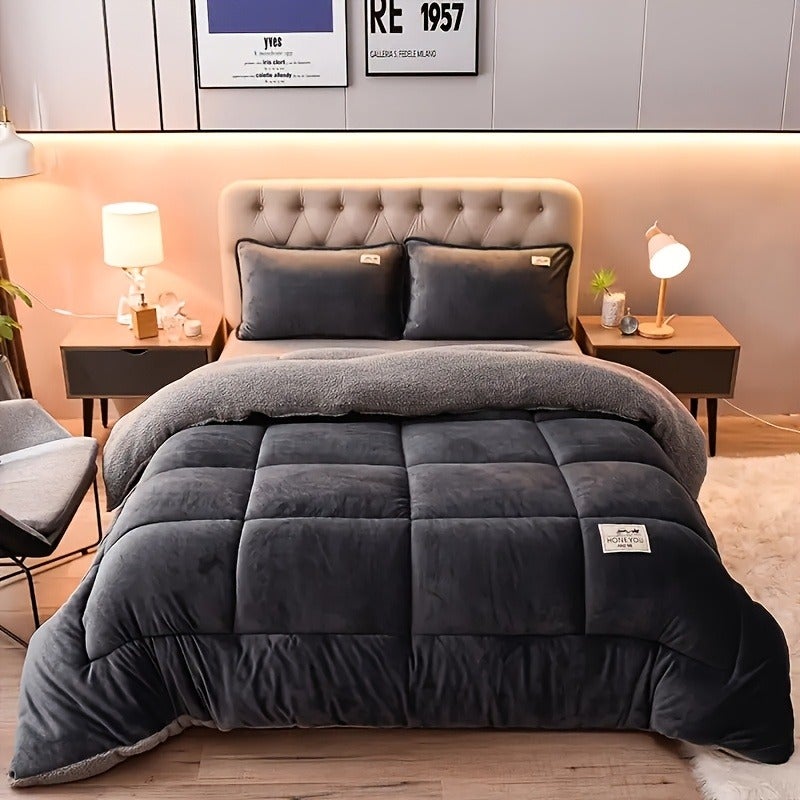 1pc Luxurious Comfortable Thickened Winter Blanket - Soft Skin-Friendly Bedding, Quilted Craft, Machine Washable, Suitable for Modern Minimalist Bedroom, Country Style Decor, Plush Texture, Multi-Use in Bedroom - Image 1