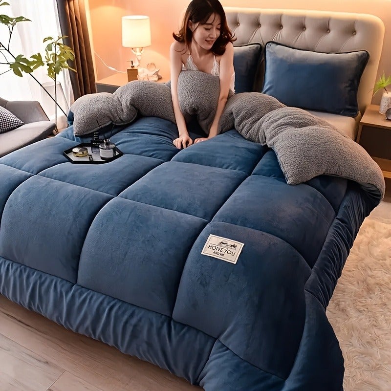 1pc Luxurious Comfortable Thickened Winter Blanket - Soft Skin-Friendly Bedding, Quilted Craft, Machine Washable, Suitable for Modern Minimalist Bedroom, Country Style Decor, Plush Texture, Multi-Use in Bedroom - Image 3
