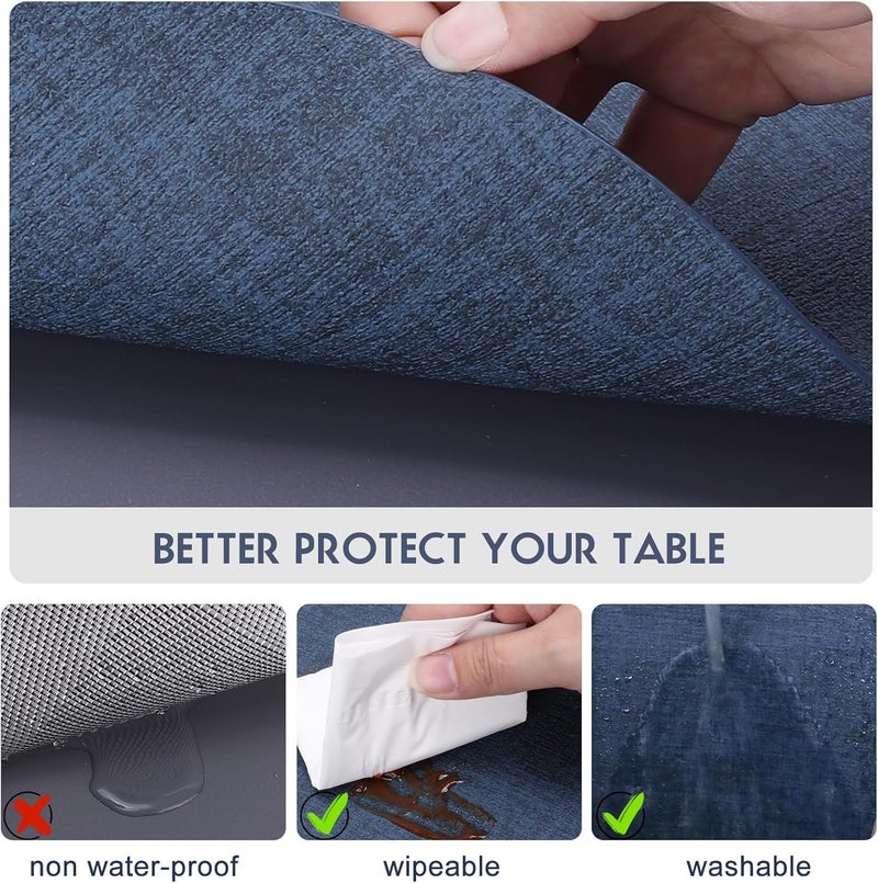 BS مفارش طاولة بي في سي جلدية قابلة للعكس - أزرق داكن - Image 5