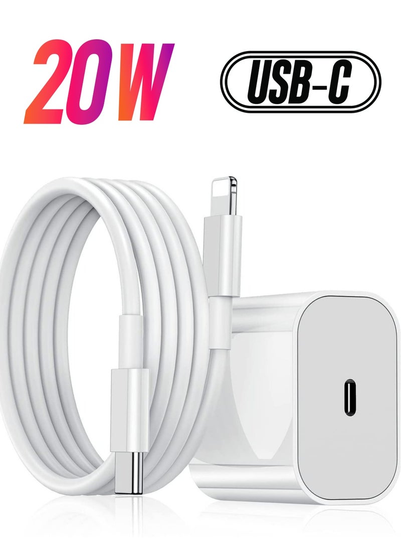 ELTRAZONE 20W Fast iPhone Charger PD 3.0 USB C Charger Adapter with USB C Cable Compatible for iPhone Charger 13, 12, 11, Mini, X Series and Later (Charger)  - Image 1
