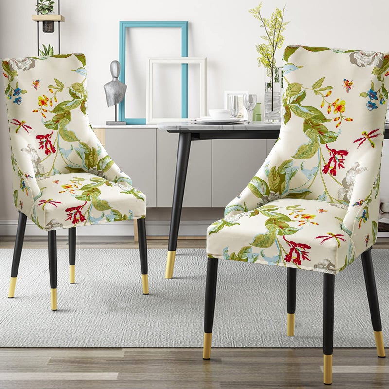 Liykimt Stretch Wingback Side Side Clover Cover-Accent Cover Cover Cover With Arm Washed Arm Canning Crast مع واقي مسمر في غرفة المعيشة (Beige/Olive Green 1) - Image 2