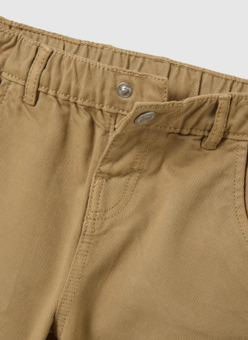 او في اس CHILD'S BEIGE COTTON BLEND TROUSERS REGULAR FIT
