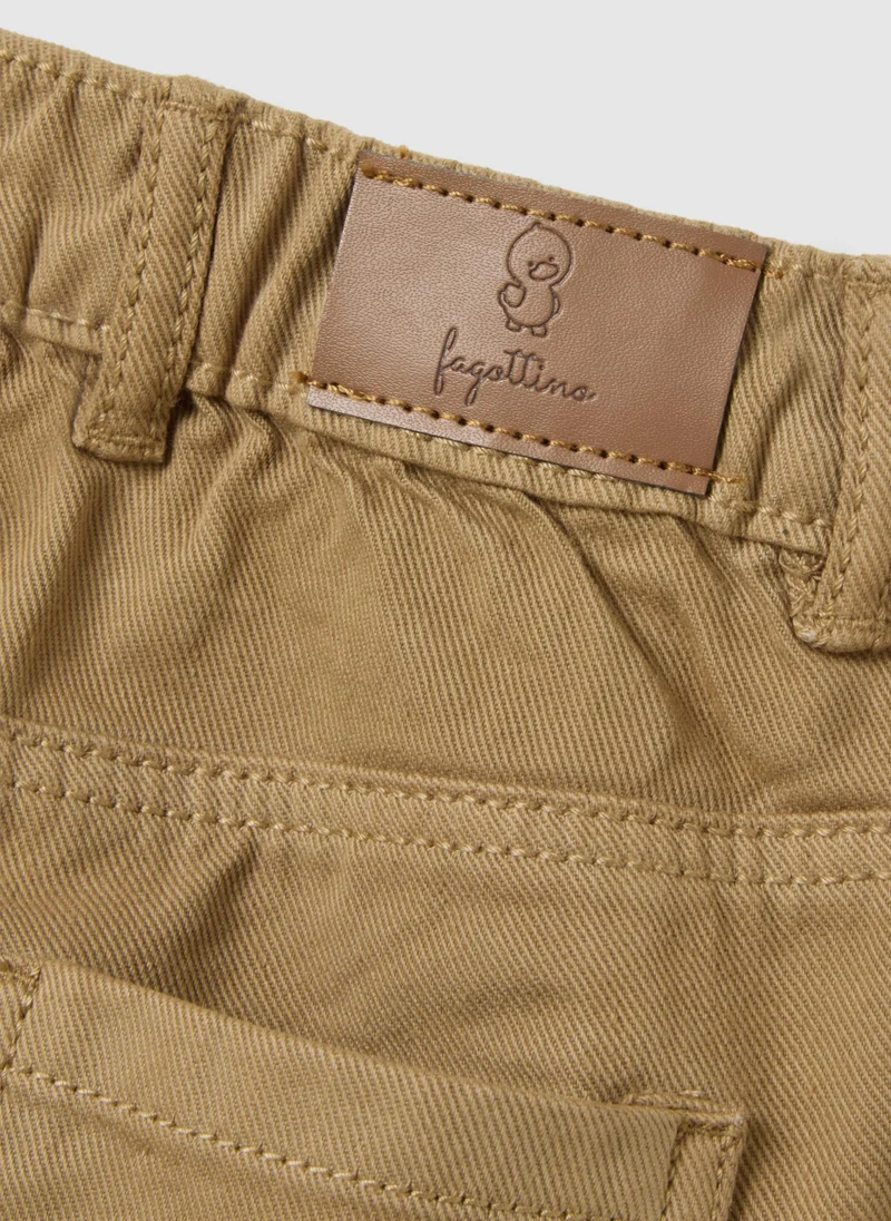 او في اس CHILD'S BEIGE COTTON BLEND TROUSERS REGULAR FIT