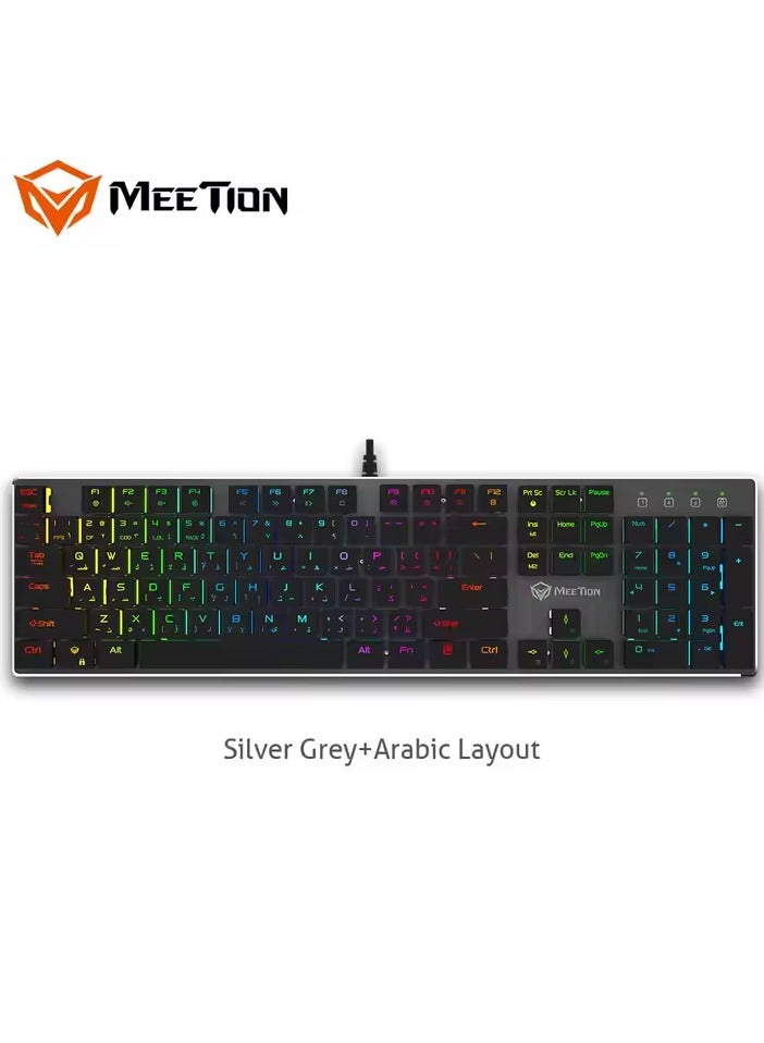 MEETION MK80 Ultrathin Mechanical RGB Lighting Programmable Gaming Keyboard backlit full keys anti-ghosting ultrathin chocolate keycaps Mechanical Blue Switch Gold-Plating USB Best Gaming Keyboard Black - Image 4