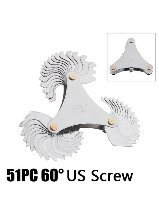 51PC Thread Gauge Dual Metric And Imperial 6 Styles Handheld Ribbed Tool - Image 1