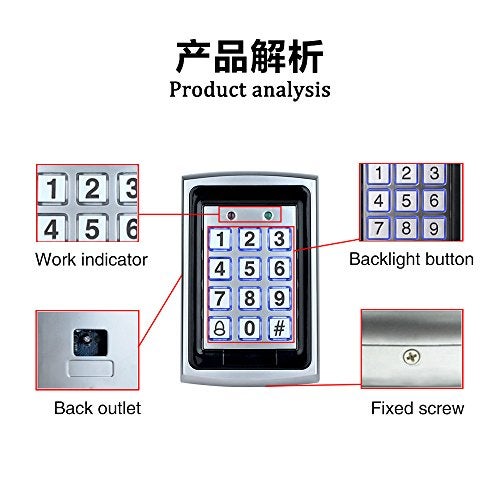 OBO HANDS 10pcs keyfobs +125Khz EM-ID Metal Case RFID Access Control Keypad with Back Light Support 1000 User - Image 3