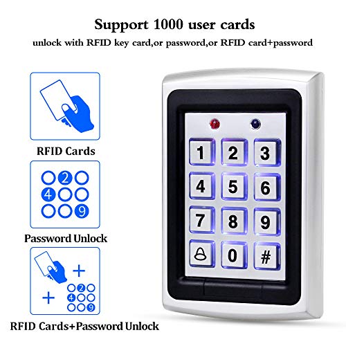 OBO HANDS 10pcs keyfobs +125Khz EM-ID Metal Case RFID Access Control Keypad with Back Light Support 1000 User - Image 2