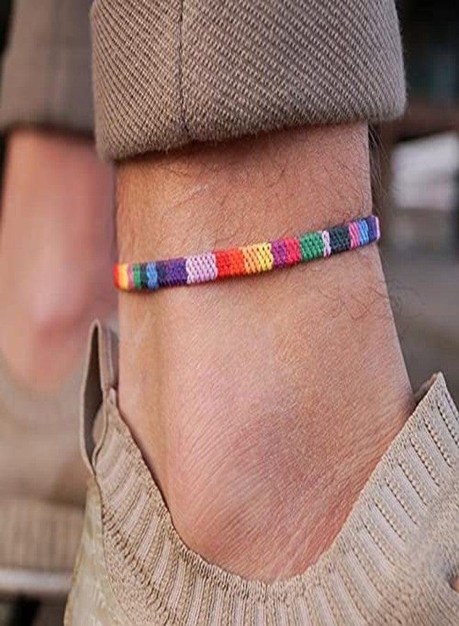 yaozeio Bi Pride Anklet Bracelet Rainbow Surfer Anklet for Women Men Gay Bisexual Lesbian Braided String Ankle Bracelet - Image 3