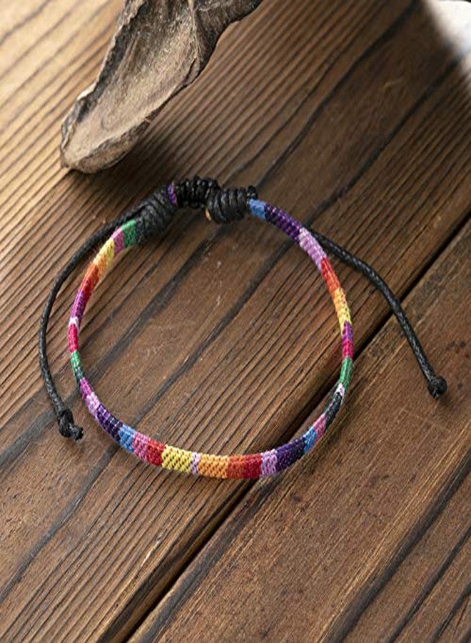 yaozeio Bi Pride Anklet Bracelet Rainbow Surfer Anklet for Women Men Gay Bisexual Lesbian Braided String Ankle Bracelet - Image 2