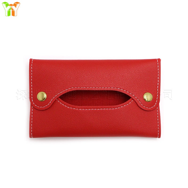 Generic Portable Mini Paper Towel Bag PU Leather Detachable Baby Wet Towel Box Home Use Portable Sanitary Napkin Holder Red