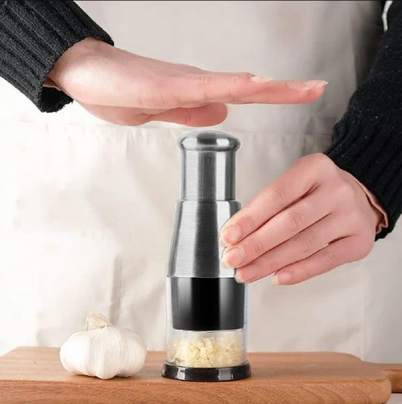Calyrex Manual Pressed Garlic Chopper Food Chopper Manual Hand Pressed Garlic Chopper Stainless Steel 304 Garlic Masher for Mincing Garlic Slicing Peppers and Onions 1Pcs - Image 2