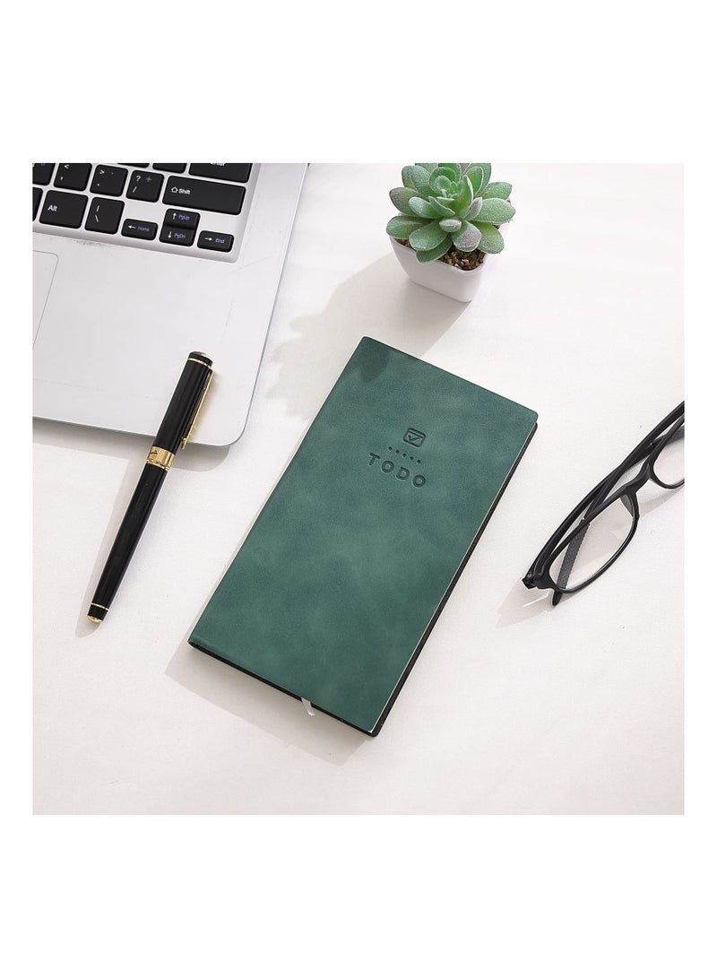 KASTWAVE To Do List Notebook, 2 Pcs 196 Pages Soft Leather Pocket To Do List Notepad Checklist for Daily Plans School Supplies for High School Students Study Schedule Notebook, Dark Blue, Green - Image 4