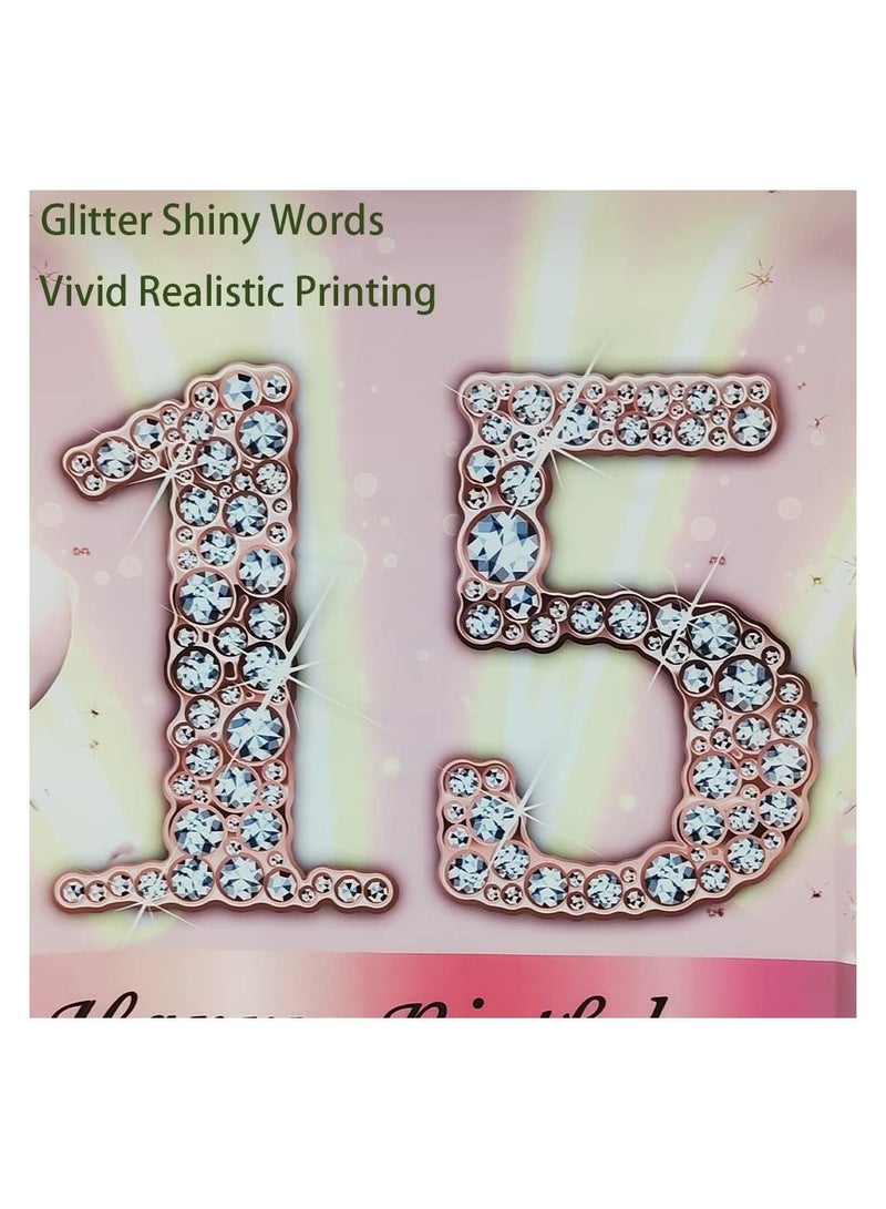 Y&D 15th Birthday Decoration Backdrop for Girls Fabric Sign Poster Party Photo Booth Background Pink Banner Wall Garden Cake Table Decor  - Image 4