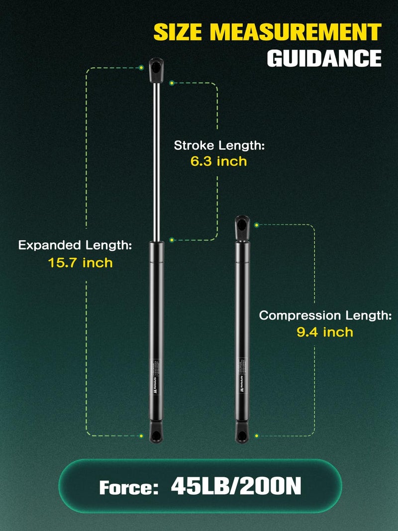 HelloAuto C16-22331 16 inch 45 lbs/200N Leer Truck Cap Struts, 15.7" Lift Support C16-33310 Gas Shocks for Leer are ATC Camper Shell Topper Rear Window Truck Canopy Cover, Pack of 2 - Image 3