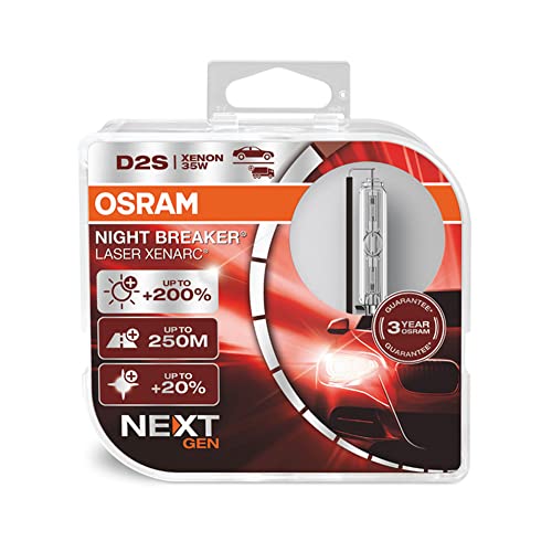 OSRAM XENARC NIGHT BREAKER LASER D2S, Next Generation, 200% more brightness, HID xenon bulb, 66240XNN-HCB, Duo Box (2 lamps), White - Image 1