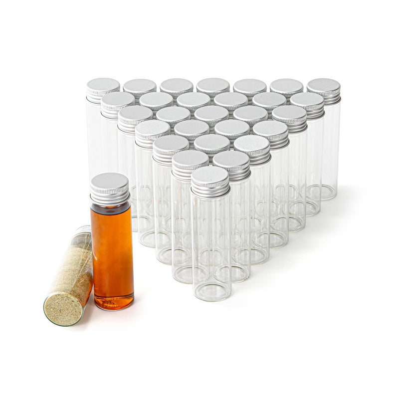 BKMAMLAB 50ml Glass vials 30pcs,With aluminum screw cap30pcs Clear Glass Bottles - Image 1
