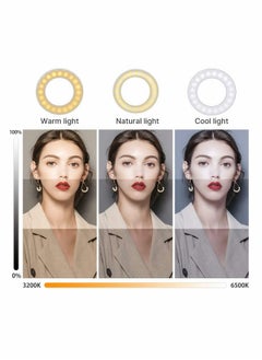 Generic حلقة إضاءة LED لمكالمات الفيديو والبث المباشر، حلقة إضاءة صغيرة لأجهزة الكمبيوتر المحمولة والهواتف، مثالية للاجتماعات عبر الإنترنت والصور الشخصية، لون أبيض  - Image 4