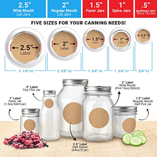 MESS Dissolvable Canning Labels, 1.5" Round, 200-Pack – Removable Kraft Mason Jar Stickers for Homemade Jam, Food Storage & Containers - Image 5