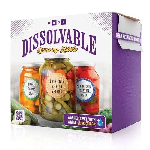 MESS Dissolvable Canning Labels, 1.5" Round, 200-Pack – Removable Kraft Mason Jar Stickers for Homemade Jam, Food Storage & Containers - Image 3