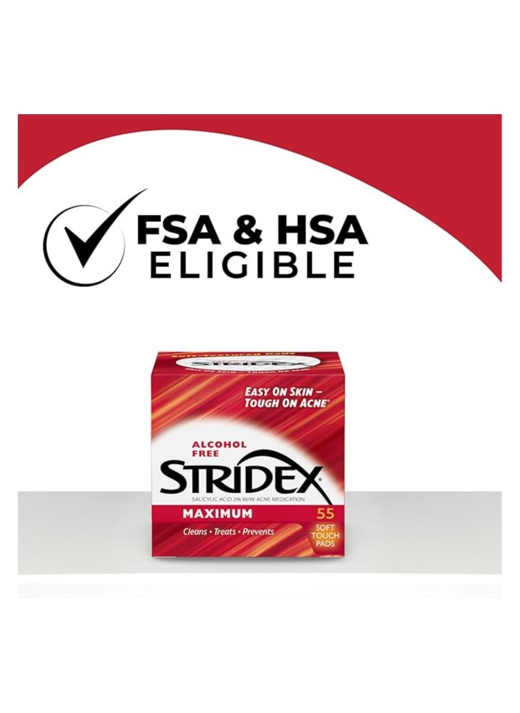 Stridex Stridex Maximum, Medicated Acne Soft Touch Pads, 55 count, Alcohol Free  - Image 2