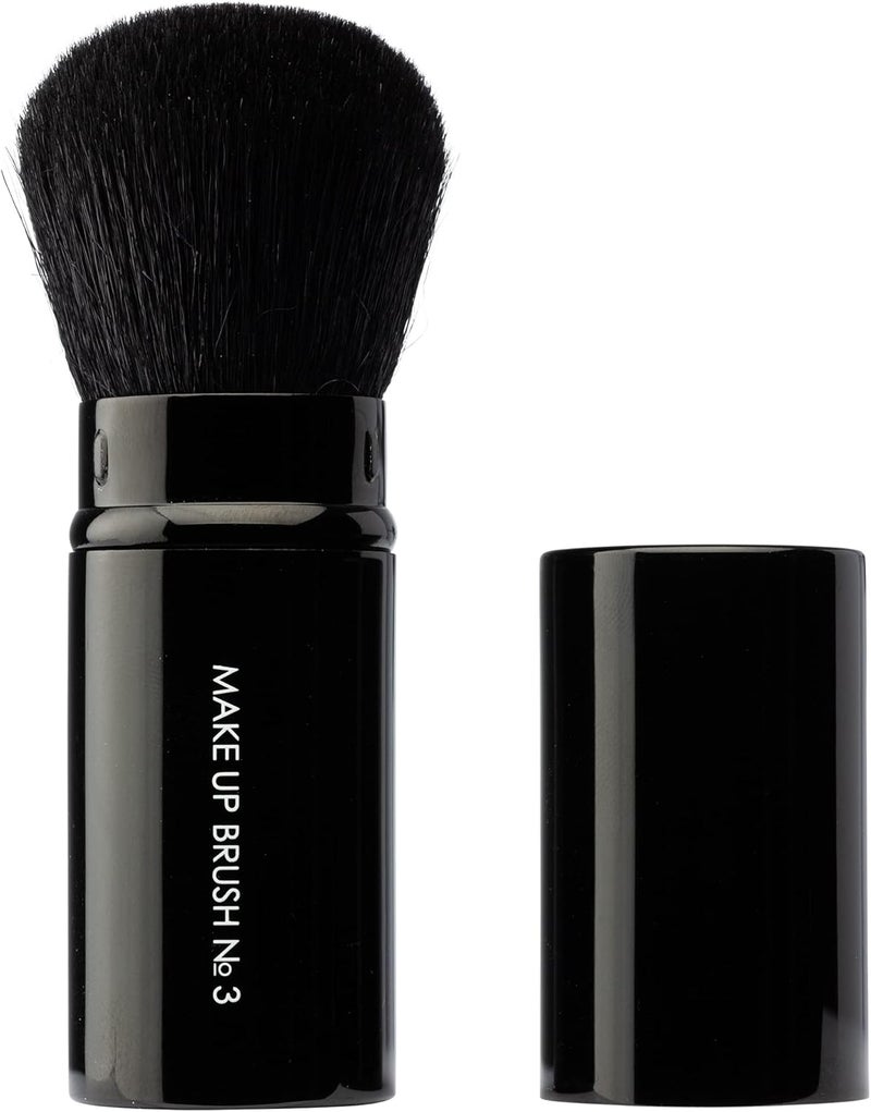 Impala Retractable Kabuki Makeup Brush with Case N3 Natural Bristles Face and Body for Pressed or Loose Powder Makeup soft and fluffy