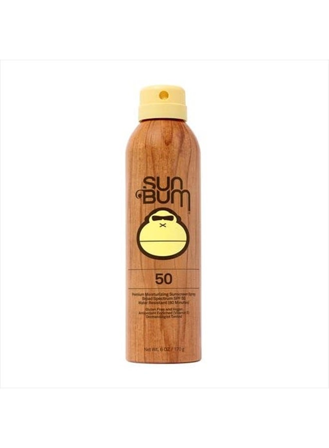 Sun Bum Original SPF 50 Sunscreen Spray |Vegan and Hawaii 104 Reef Act Compliant (Octinoxate & Oxybenzone Free) Broad Spectrum Moisturizing UVA/UVB Sunscreen with Vitamin E | 6 oz - Image 1