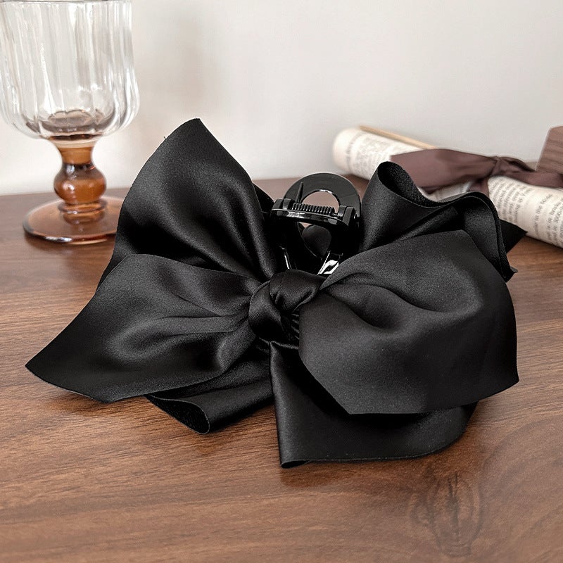Generic Satin Bow Hair Claw Clip Korean Style Satin Premium Big Bow Grab Clip