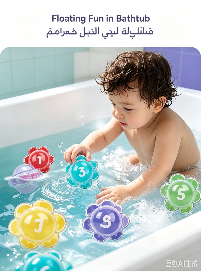 Baby Bath Floating Flower Balls, Colorful Number Bath Toy, Soft Floating Play Balls for Toddlers, Infant Bathtub Educational Play Toy for 18M+ - Image 5