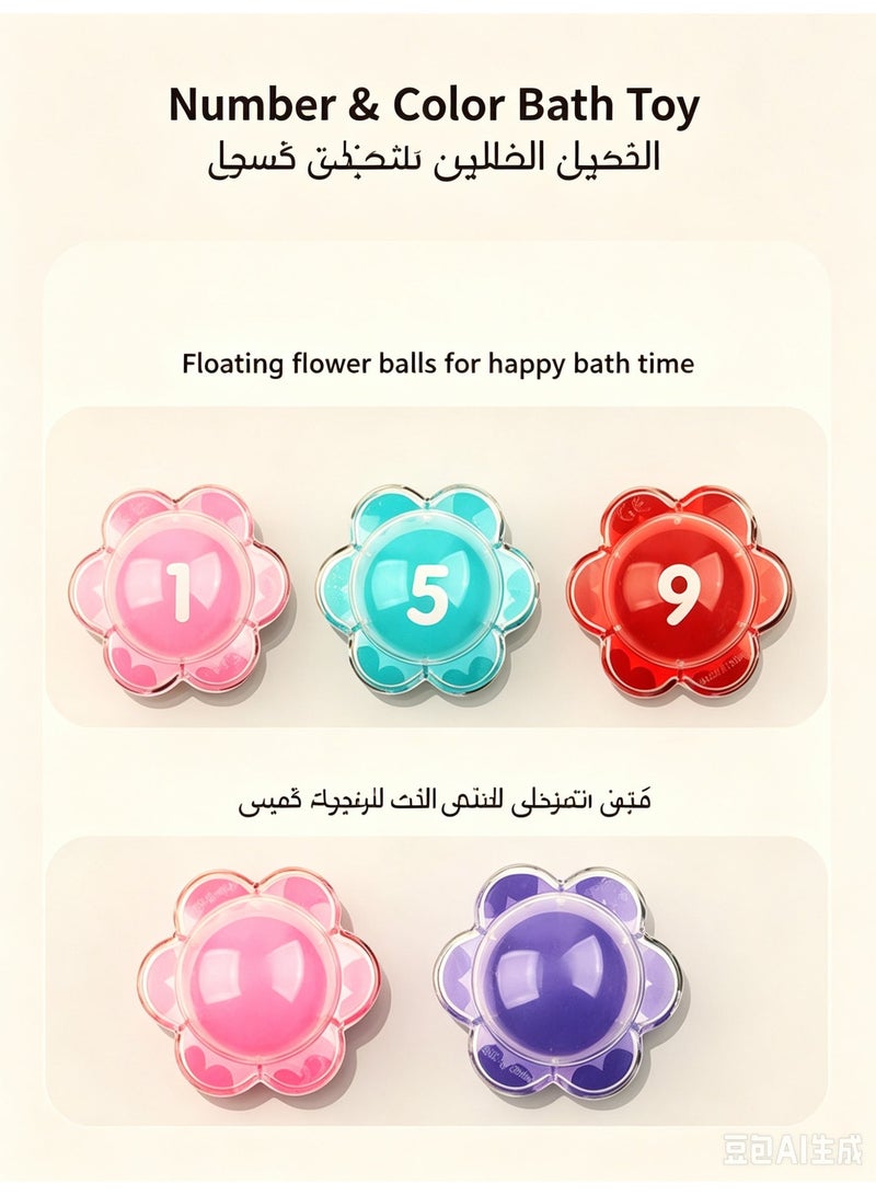 Baby Bath Floating Flower Balls, Colorful Number Bath Toy, Soft Floating Play Balls for Toddlers, Infant Bathtub Educational Play Toy for 18M+ - Image 4