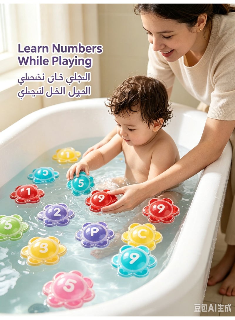 Baby Bath Floating Flower Balls, Colorful Number Bath Toy, Soft Floating Play Balls for Toddlers, Infant Bathtub Educational Play Toy for 18M+ - Image 1