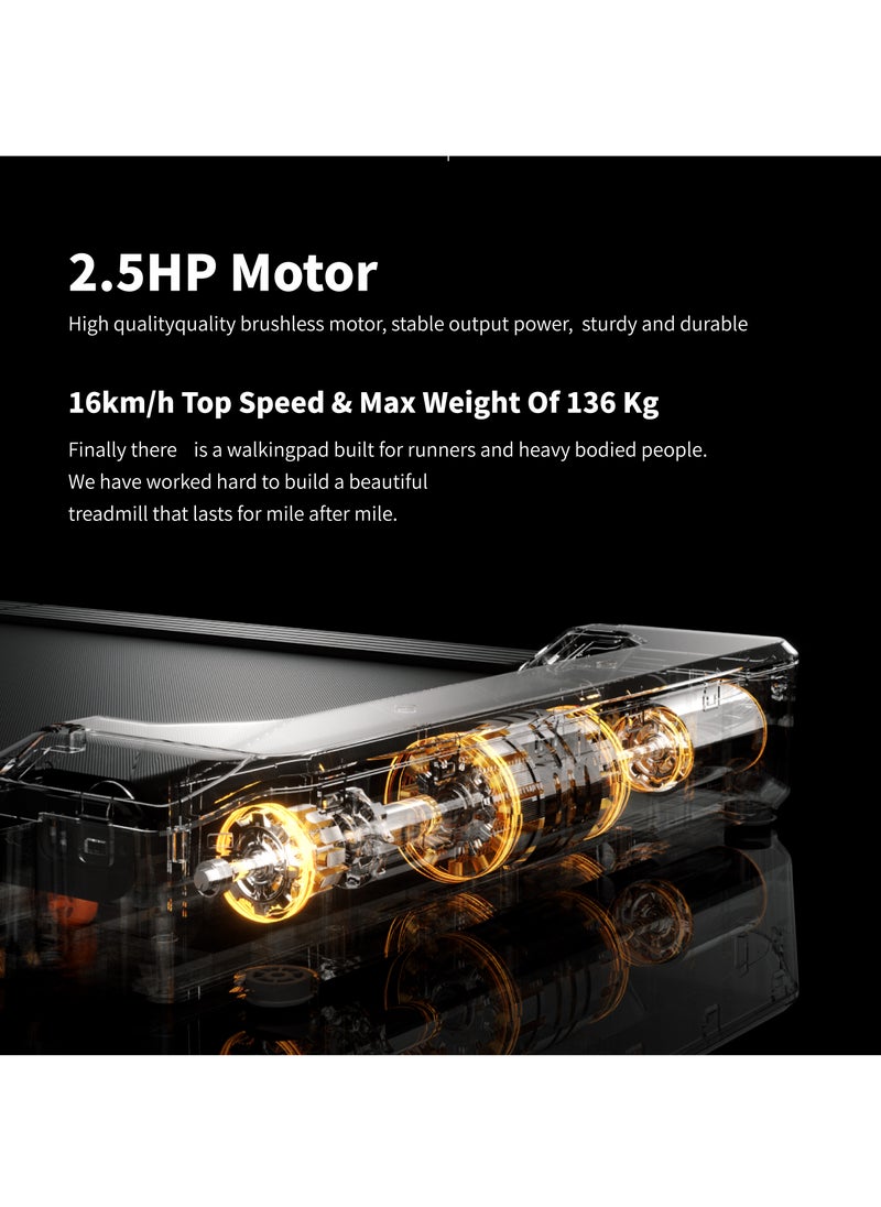 KINGSMITH - TRMX16F-جهاز المشي MX16 مع أقصى سرعة 16كم/ساعة، مع محرك فرش 1.5HP | للاستخدام المنزلي والمكتبي | حتى 136كجم أقصى حمل | مقبض التحكم في السرعة | دعم التطبيق - Image 1