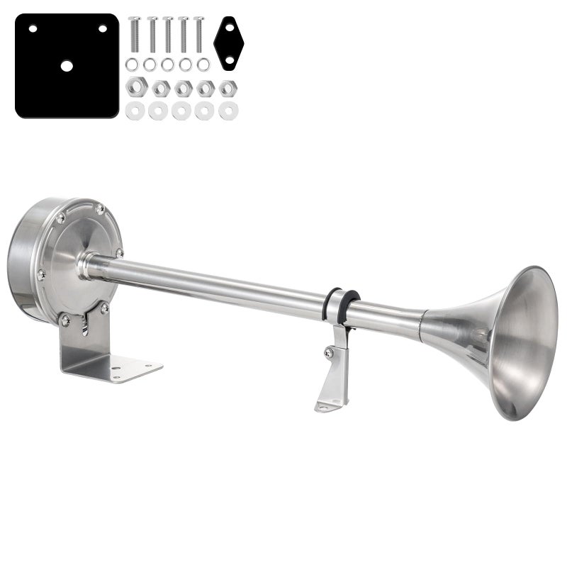 AOLIHAN Upgraded Boat Horn 130dB Marine Grade Waterproof Stainless Steel Single Trumpet Super Loud for Boats Trucks RVs TrailersUpgraded single horn - Image 2