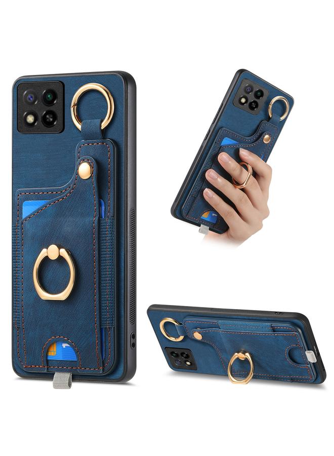 S-TOP Case For Redmi 9C Retro Skin-feel Ring Card Bag Phone Case with Hang Loop - Image 1