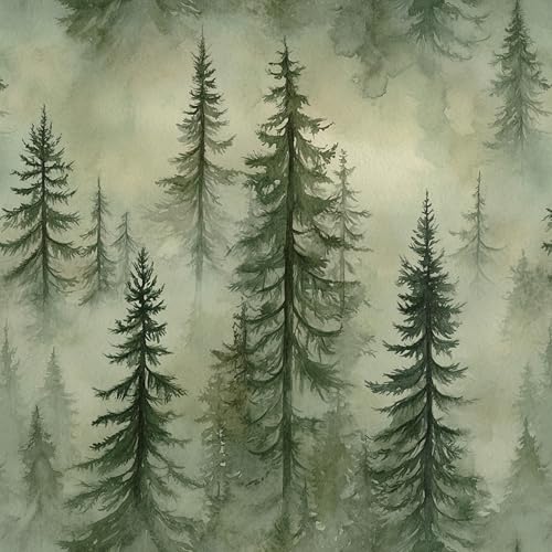 EeeComing Forest Peel and Stick Wallpaper Green Trees Wall Paper Woodland Mountain Botanical Contact Paper Waterproof Self-Adhesive Removable Wallpapers Vinyl for Bedroom Bathroom 17.3"x78.7" - Image 1