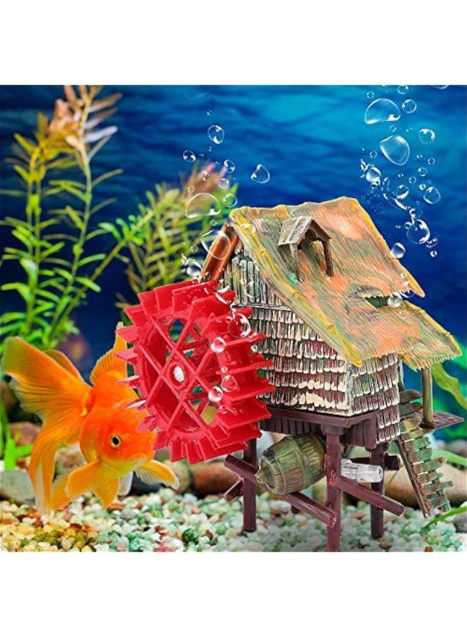 Generic Vividly color Resin Aquarium Large Water Wheel Landscaping, Fish Ornaments, Rotatable for aquarium fish (Small waterwheel) - Image 4
