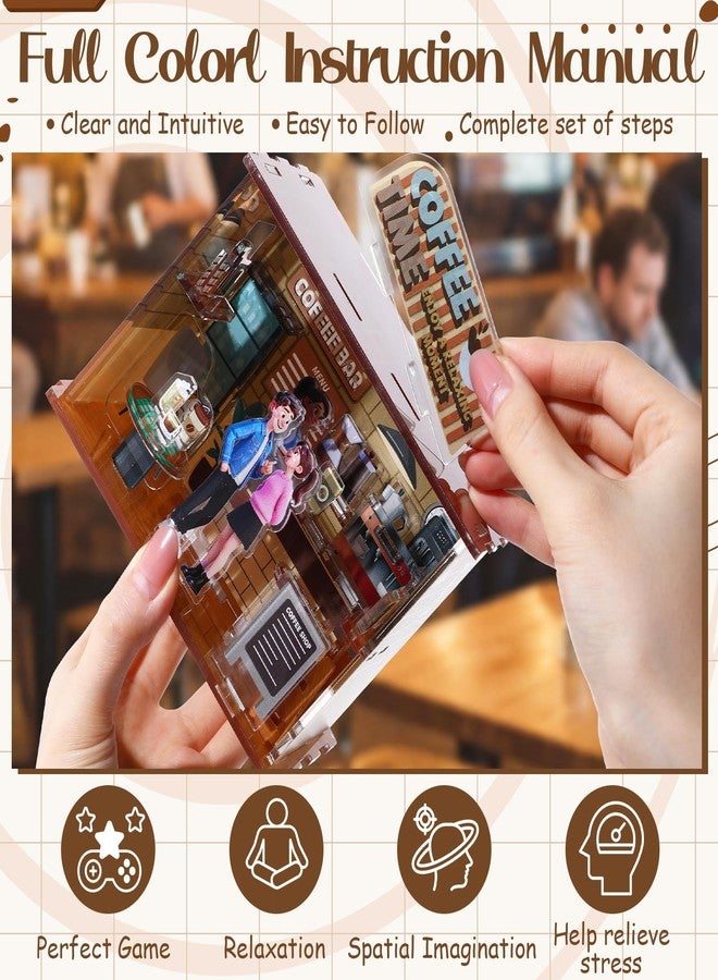 Thenshop مجموعة بناء منزل مصغر من الأكريليك لمقهى من ثينشوب، مثالية للمبتدئين، تتضمن نموذجًا لمقهى ثلاثي الأبعاد، هدية مثالية للبالغين، مناسبة كهدية عيد ميلاد أو لتزيين ركن الكتب أو رف الكتب. - Image 3