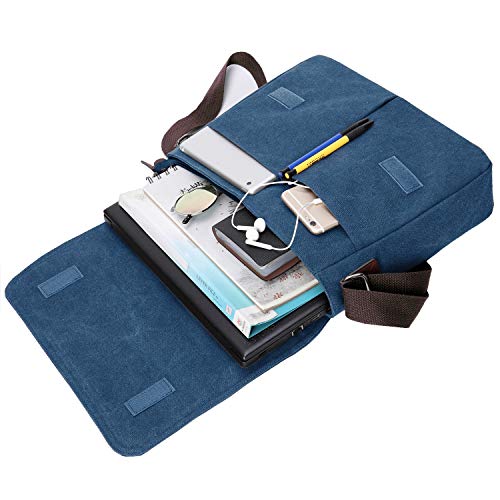 Mactso Vintage Canvas Satchel Messenger Bag for Men Women,Travel Shoulder bag 13.5" Laptop Bags Bookbag (Blue) - Image 5