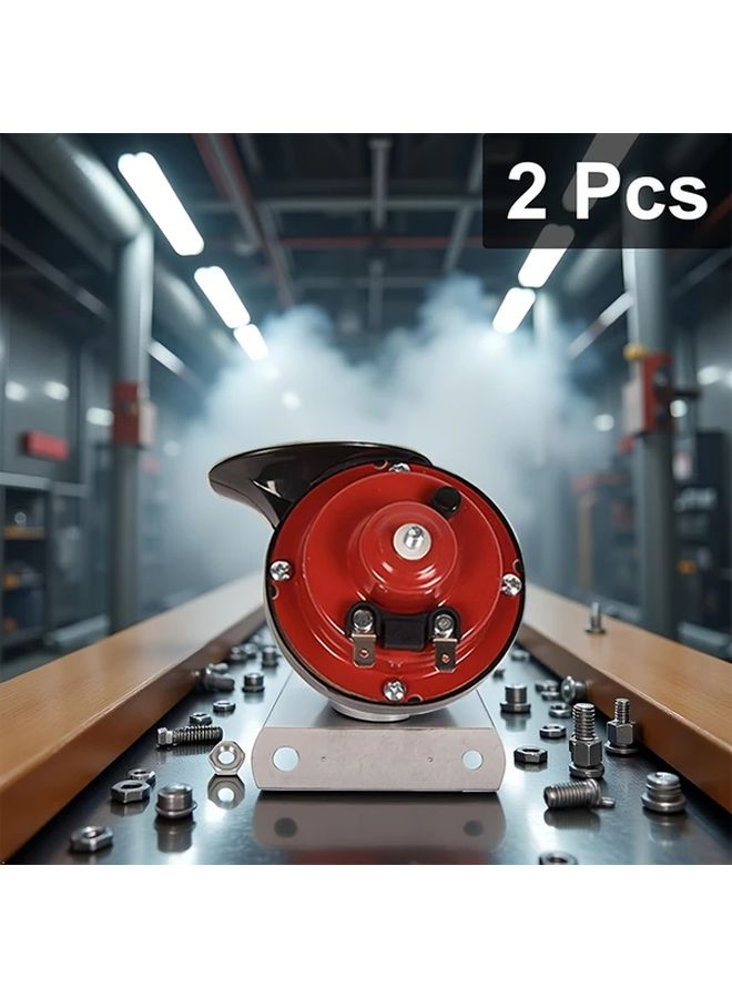 2 Red Motorcycle Snail Horn High Low Frequency Loud Sound Alert Horn No Battery Required - Image 5
