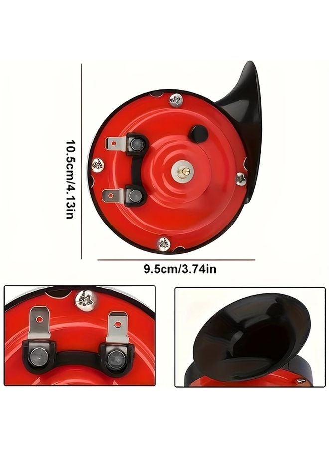 2 Red Motorcycle Snail Horn High Low Frequency Loud Sound Alert Horn No Battery Required - Image 2