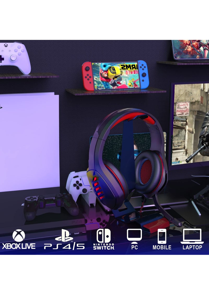 SYOSI Gaming Headset for PS4 PS5 Xbox One Switch PC with Noise Canceling Mic, Deep Bass Stereo Sound (Black&Red) - Image 5