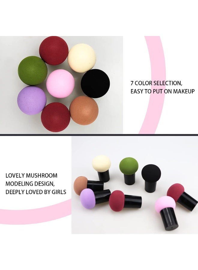 8 Pcs Mushroom Foundation Powder Puff, Makeup Sponge Kit Blender Puff with Handle, Makeup Beauty Tool for Foundation, Concealer and Powder, Wet and Dry Dual-Use Makeup Puff - Image 3