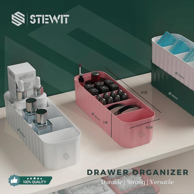 Stewit منظمات الأدراج للملابس الداخلية، الجوارب، الصدريات، الربطات، الأوشحة، صندوق تخزين خزانة أدوات المطبخ (4 قطع، متعدد الألوان) - Image 4