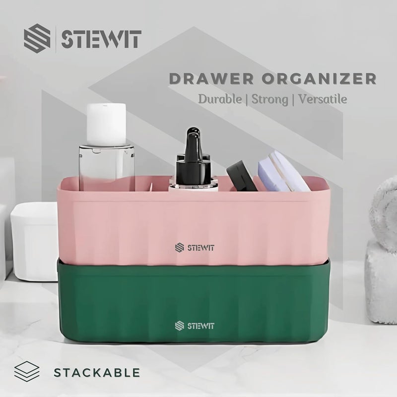 Stewit منظمات الأدراج للملابس الداخلية، الجوارب، الصدريات، الربطات، الأوشحة، صندوق تخزين خزانة أدوات المطبخ (4 قطع، متعدد الألوان) - Image 3