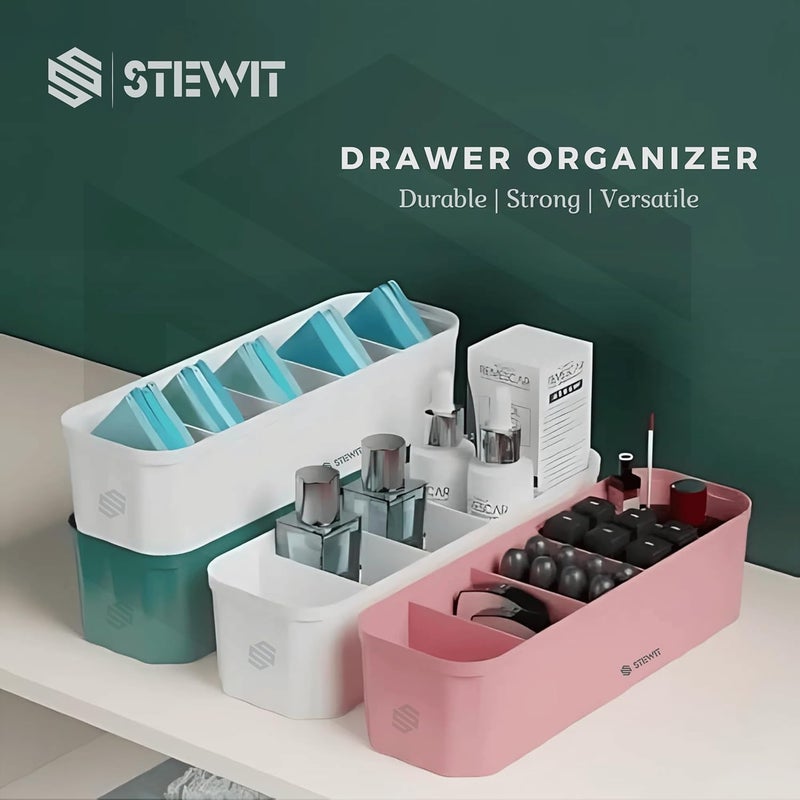 Stewit منظمات الأدراج للملابس الداخلية، الجوارب، الصدريات، الربطات، الأوشحة، صندوق تخزين خزانة أدوات المطبخ (4 قطع، متعدد الألوان) - Image 5