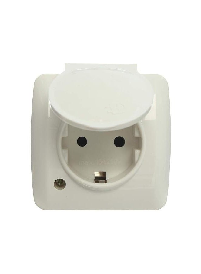 مقبس خارج الحائط تركى بغطاء - ابيض - Image 2