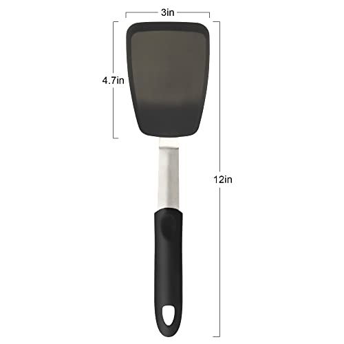 Mepple Flexible Silicone Spatula, Turner, Rubber Cookie Spatula for Flipping Eggs, Burgers, Crepes and Fish, Non-Stick & 600F Heat-Resistant, Essential Kitchen Cooking Utensils, Small - Image 3
