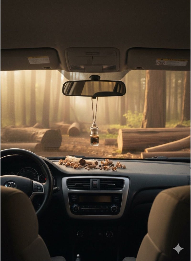 Litore Car Air Freshener 8 ml | Long-Lasting Hanging Diffuser with Essential Oils | Car Perfume for Odor Removal | Elegant Glass Bottle & Wooden Cap Design (Sandal Wood) - Image 4