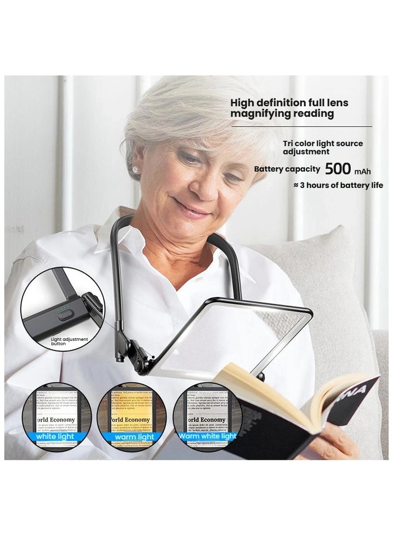 5X large dimming magnifier with light charging led handheld desktop halterneck special reading and maintenance aid for the elderly - Image 1